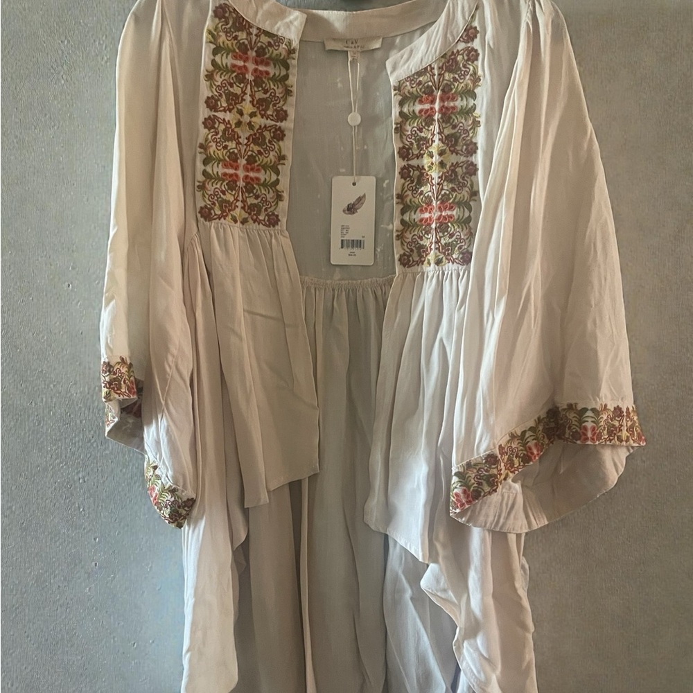 Embroidered Cream Women's Top